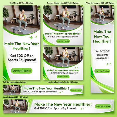 Banner Ads for Health - Dumbbell Stay Fit from Home ads banner banner ads branding design design banner design graphic dumbbell google ads graphic design healthy at home illustration landing page service design uidesign web design