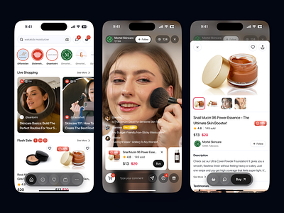 Dokdok - Live Commerce Mobile App beauty cart chat checkout clean ecommerce live mobile mobile app modern products review sale salon shopping skincare stream transaction uiux wellness