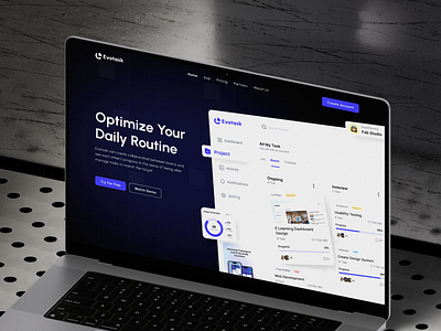 Evotask - Task Management Landing Page - Mockup app design landing page management task project project management project timeline task manager ui ui design ux