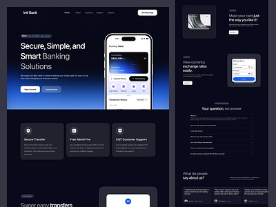 Intl Bank - Digital Banking Landing Page banking banking app design finance landing page minimal popular startup ui ux website website design