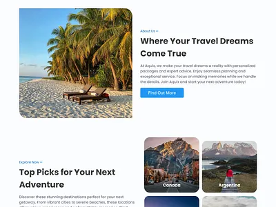 Travel Agency Website Design design destination explore figma travel travel agency web design travel web design ui design uiux web design