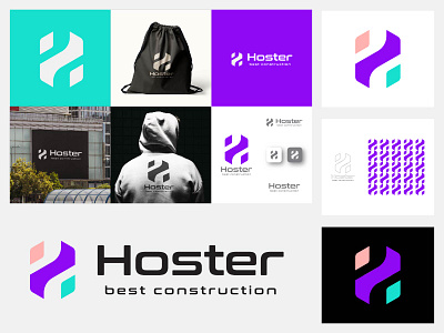 Hoster construction logo design abstract h logo apps icon brand identity branding business logo corporate e commerce logo flat logo graphic design h letter logo initial h loggo letter h logo logo logo design logo mark logos minimal logo minimalist logo modern logo tech logo