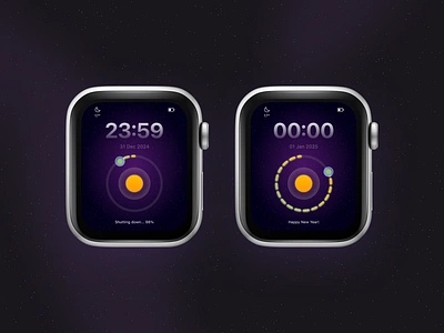 New Year 2025 on Apple Watch ⌚️ after effects animation apple watch new year planet smart watch solar system ui watch os