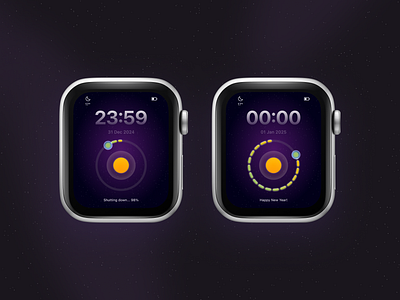 New Year 2025 on Apple Watch ⌚️ after effects animation apple watch new year planet smart watch solar system ui watch os