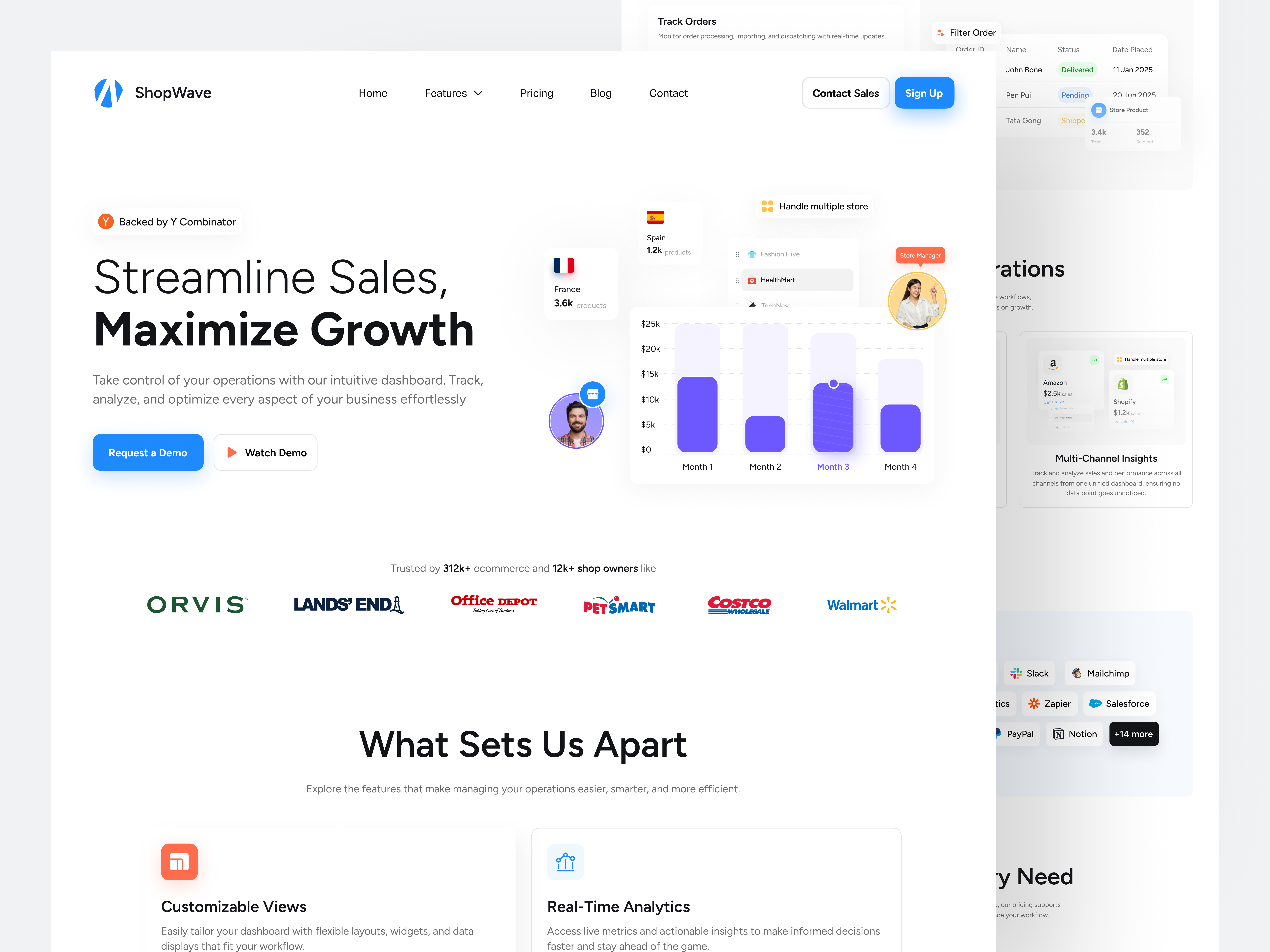 Example of Ecommerce Management - Landing Page