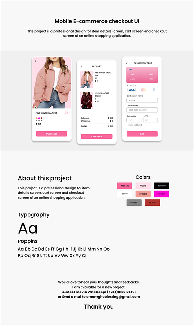 Mobile E-commerce Checkout ui app design cart screen e commerce figma mobile ui