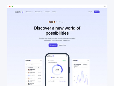 App landing - Sublima UI app landing landing page minimal website mobile app ui website