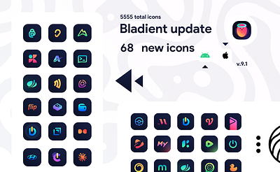 Bladient Glyphs v9.1 android apple bladient design glyphs iconpack icons ios logo package squarely theme update vectors