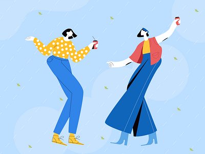 Fun In Rain 2025 tending 2d illustration art illustration character design colors concept design digital flat flat vector graphic design happy new year illustration new year 2025 page rain vector