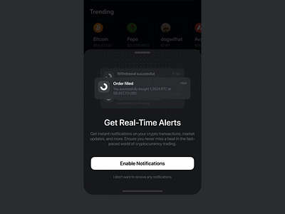 Notification Bottom Sheet alerts blockchain bottom coin crypto finance modal notification sheet token ui user interface