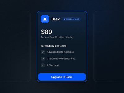 Pricing Card / Dark mode card dark dashboard price pricing saas ui user interface