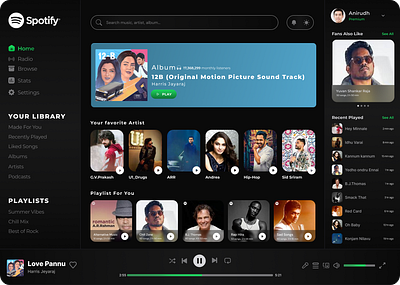 Spotify Redesign Concept branding design figma ui uiuxdesign ux