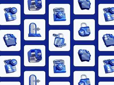 Blue 3D Icons 3d 3d blender 3d icon 3d modeling blender blue data document email icon icon pack icon set icons illustration lock log out pin privacy shield wallet