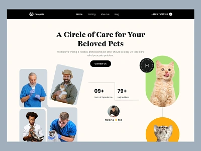 Pet Care Landing page | Pet Care Header agency landing page animal branding design firqah lab illustration landing page pet care pet love pet website ui uiux