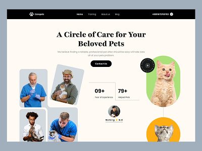 Pet Care Landing page | Pet Care Header agency landing page animal branding design firqah lab illustration landing page pet care pet love pet website ui uiux