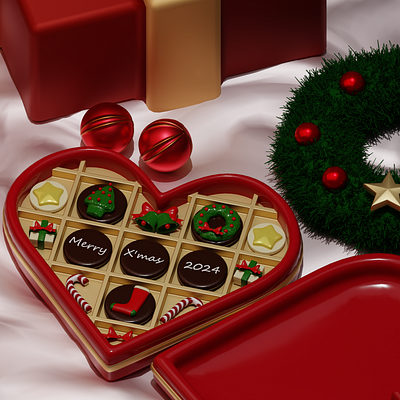 Merry christmas hampers 2024 3d animation blender chocolate food hampers