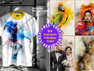 Artistic Watercolor Photoshop Action - Free Download 🎨✨ action art artistic creative digital downlaod free download freeart freetool graphic graphicdesign mrikhokon paint photo effect photoshop photoshop actions