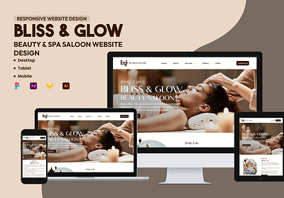 Beauty & Spa Saloon Responsive Website Design beauty beauty saloon bliss glow design glow massage parlour responsive responsive design responsive web responsive web design responsive website responsive website design saloon spa spa saloon ui webste design waxing web design website