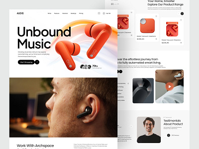 Air buds Landing page design airbud airbuds clean design landing page minimalist modern product ui web website wireless