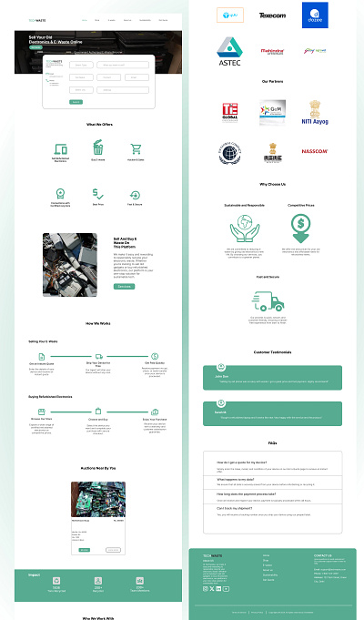 Tech Waste Website Design ewaste figma landing page tech techwaste ui ui design ux design waste webdesign website