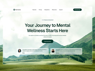 Mental Wellness Hero Section branding design green hero section landing page mental minimalist ui ui design uiux ux web design wellness