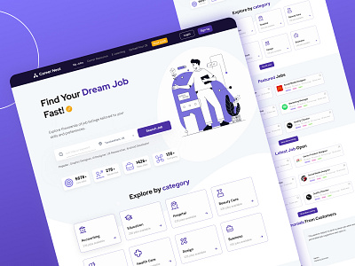 Job Finder Landing Page - Carrer Nest 🚀 careernest clean design designinspiration graphic design job search jobfinder landing page minimalui uiuxdesign web design