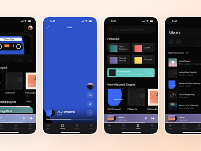 TuneS - Music Streaming App [Menu] app apple music application clean dark ui dieter rams illustration interface minimalist mobile mobile app mobile design music music app music platform music streaming spotify ui ui design youtube music