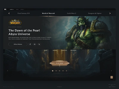 Immersive Fantasy Design: Game Launch Concept fantasy fantasywebdesign game game design game page game ui game ux mmorpg wow design