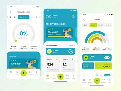 Fitness Tracker Animation Version animation design fitness health interaction design motion tracking ui