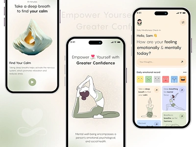 A Modern AI-Driven Mental Health App Design Concept ai ai app concept appdesign appui cleanui designconcept designforgood mentalhealthapp mentalhealthinnovation mentalhealthtech mindfulnessapp minimalistdesign mobile app concept ui uiinspiration uiuxdesign usercentereddesign userexperience userinterfacedesign yoga