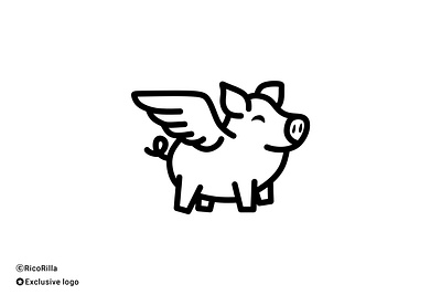 Fun Flying Pig Logo abstract abstrak logo cook design design logo flying logo logo company logo modern minimalist logo monoline pig unique wing