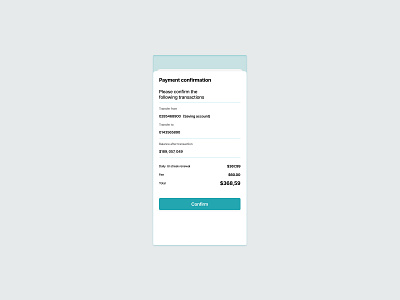 A confirmation screen for a transaction app design figma graphic design ui ux