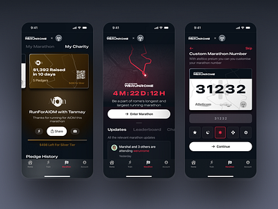 Marathon IOS Mobile App charity run fitness ios marathon mobile app ui ux