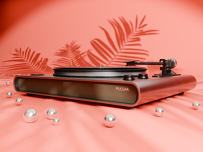 Record player concept 3d animation branding comercial motion graphics productdeisgn