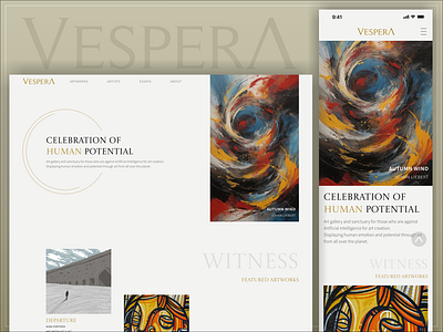 Vespera, Digital Art Gallery art gallery digital art gallery figma gallery mobile web app ui ui design ux design web design