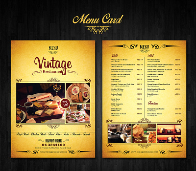 Menu card design menu card design