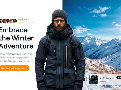 Ecommerce Hero section for Framer built with Frameblox UI blue cta design ecommerce framer header headline hero hill landing orange product shop template ui ux web winter