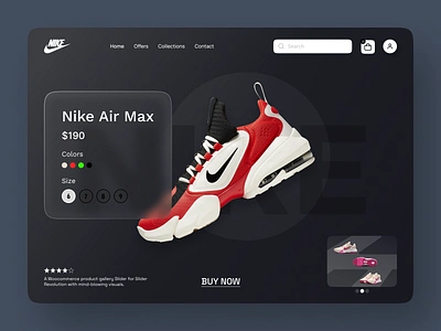 Nike Air Max Product Display - Modern E-commerce Design creativedesign darktheme designinspiration ecommerce figma interactivedesign interfacedesign minimaldesign mobiledesign modernui nike productdesign productshowcase shoes shopui sneakers ui userexperience webdesign website