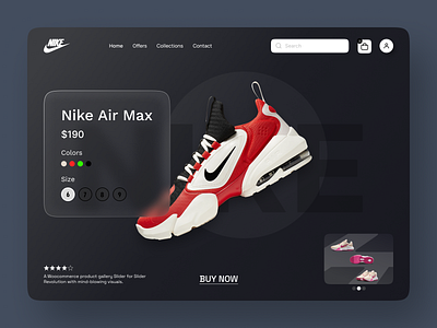 Nike Air Max Product Display - Modern E-commerce Design creativedesign darktheme designinspiration ecommerce figma interactivedesign interfacedesign minimaldesign mobiledesign modernui nike productdesign productshowcase shoes shopui sneakers ui userexperience webdesign website