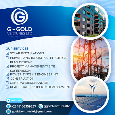 G-GOLD Ventures LTD blue brand branding business design designer designs engineer engineering flyer gradients graphic design logo photoshop posters services social media