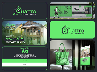 Quattro Property, real estate Logo Design & brand identity apartments logo brandidentitydesign branding construction logo graphic design home logo identitydesigner logo logo design logos property logo realestate logo uniquelogo