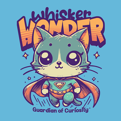 Guardian of Curiosity cartoon cat comic funny kitten kittl kittldesign pop culture print on demand retro superhero t shirt t shirt design