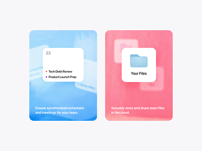 Product Cards app blur card clean design features gradient landing minimal page ui