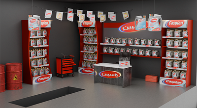 caspian Car repair shop product 3d present 3d 3dmodeling blender graphic design