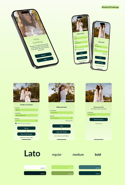 UIX101 - Daily UI #001 - Sign up & Login Screen createaccount dailyuı login mobiluı signup ui userinterface ux uı