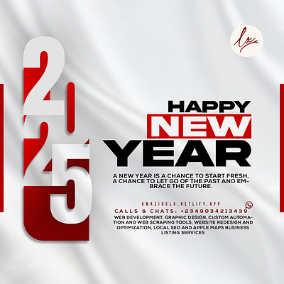 Happy New Year Design - LX branding designs flyers gradient graphic design happy new year lx red white