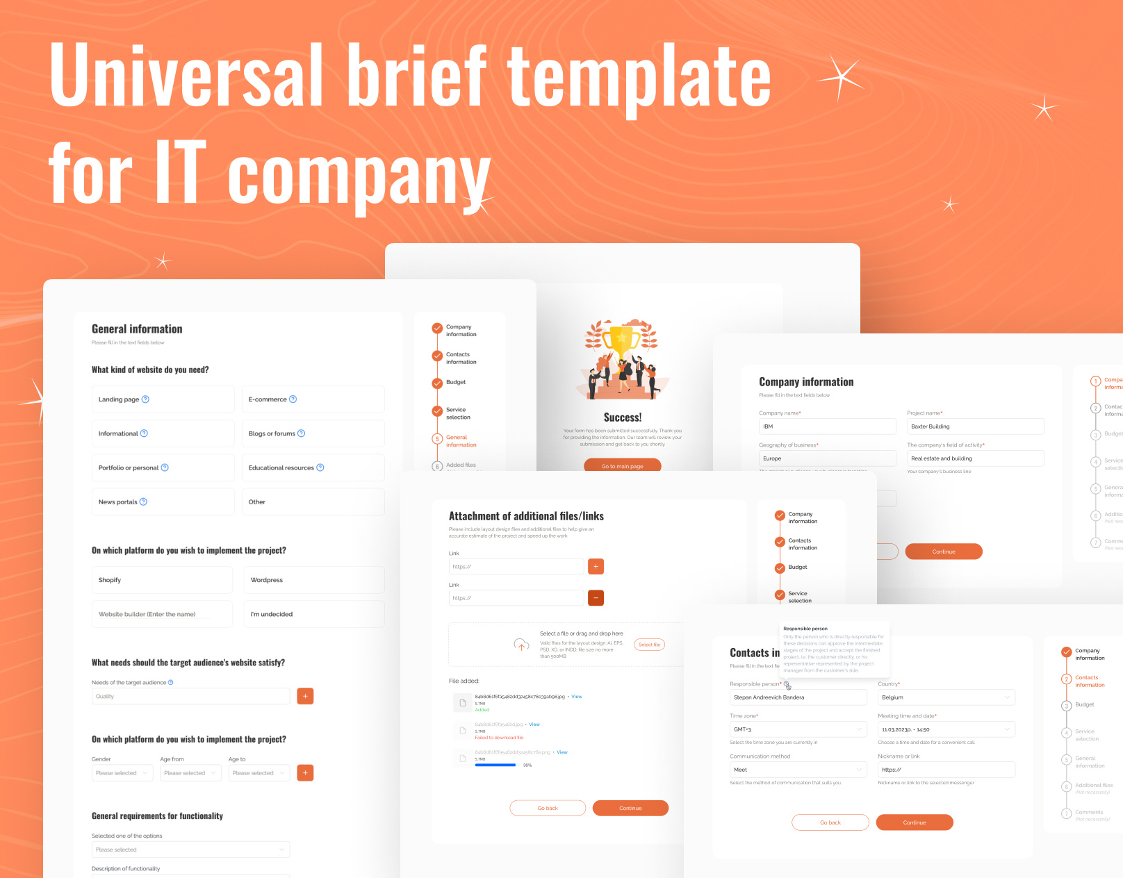 Universal brief template for IT company api app brief design flow illustration it company ui user flow ux web app