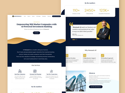 Montauk abstract blue blue and gold creative figma fin tech fintech gold hero landing page modern montauk shapes startup testimonials ui uiux ux website wordpress