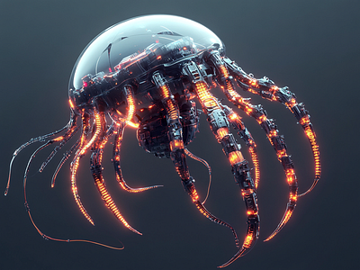 Bioluminescent Jellyfish 3d modelling aquatic blender cgi deep sea futuristic glowing ocean r1n7t0xb sci fi