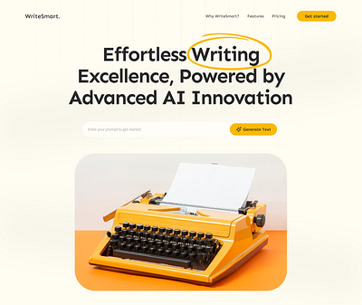 Hero section for AI writing platform-writesmart design hero herosection herosectiondesign ui uiux